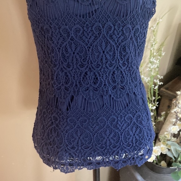 Pinky size large navy blue women’s sleeveless tank top lace - Picture 2 of 9
